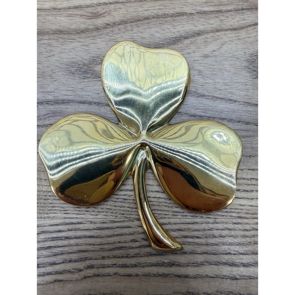 VTG Gerity 24K Gold Plated Shamrock 3 Leaf Clover Paperweight Irish 1986